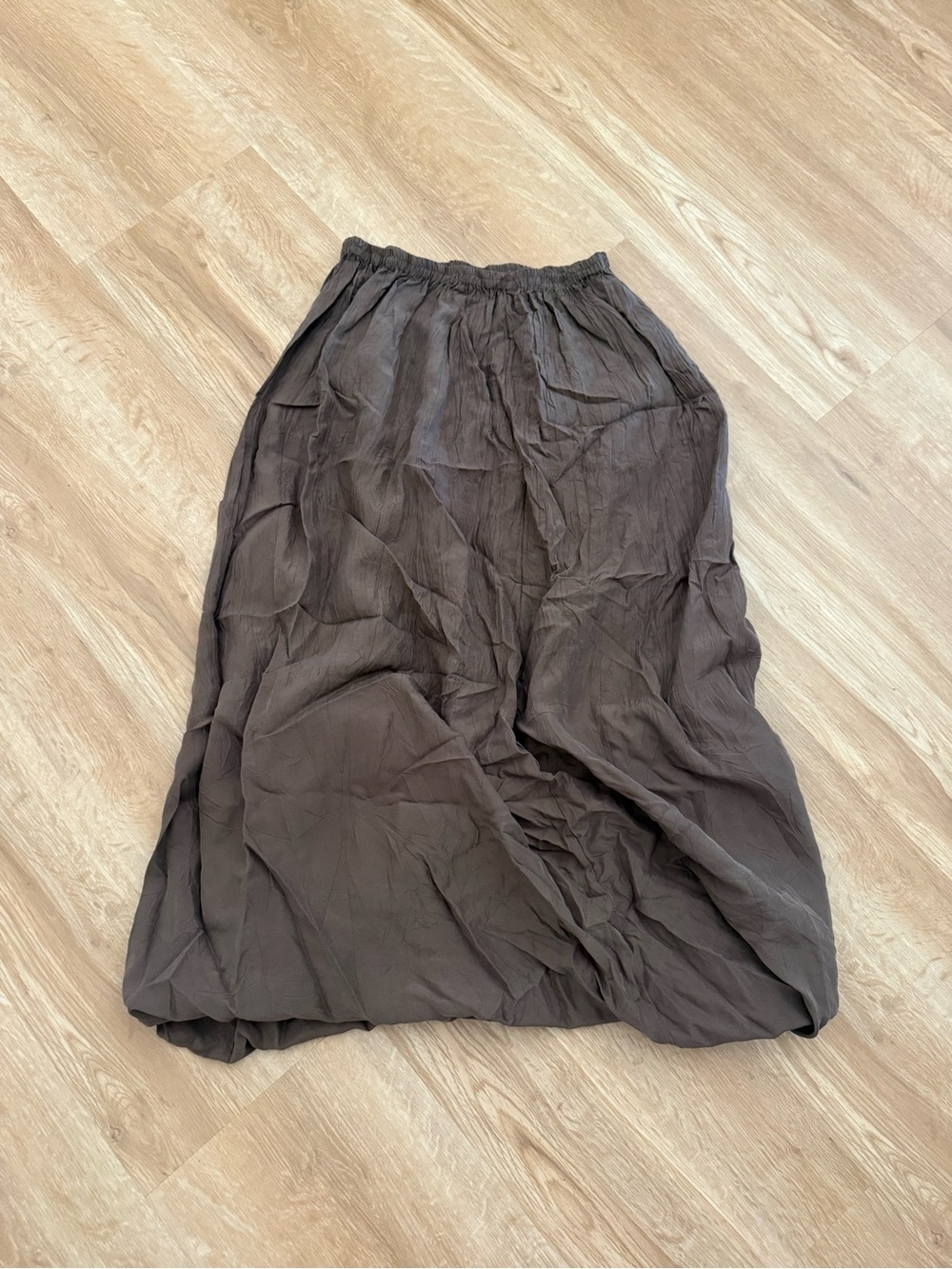 Soft Brown mulberry silk maxi skirt with elastic waistband